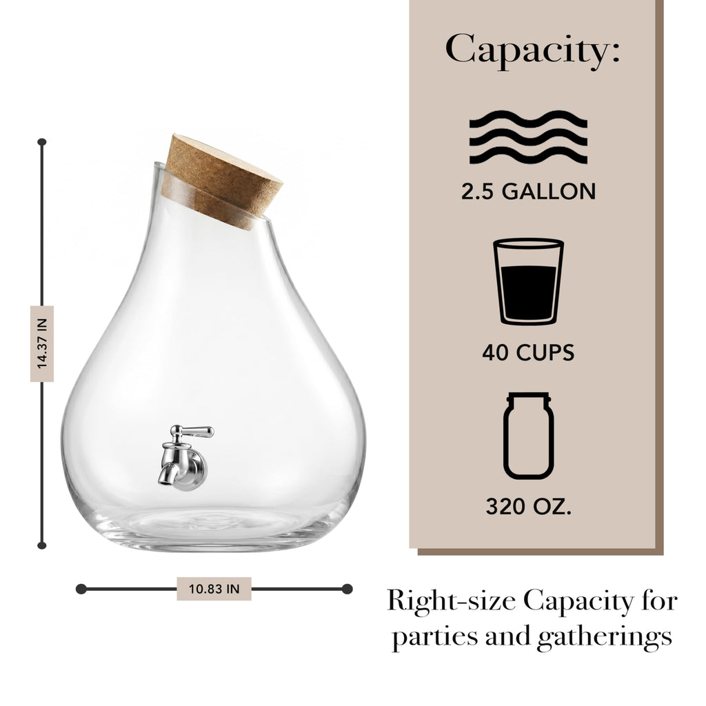 Glass Beverage Dispenser with Cork Lid and Stand 2.5 Gal Z4218