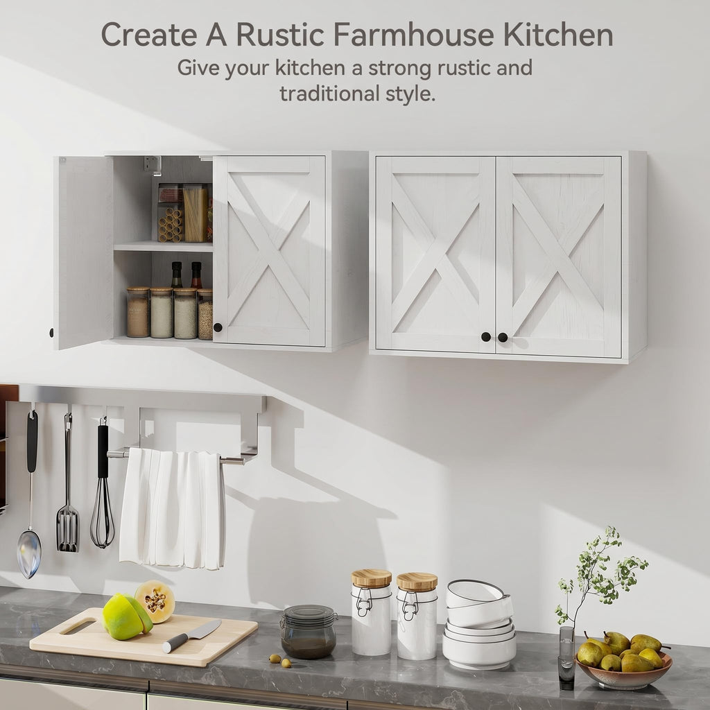 White Wall Mounted Laundry Room Cabinets W101