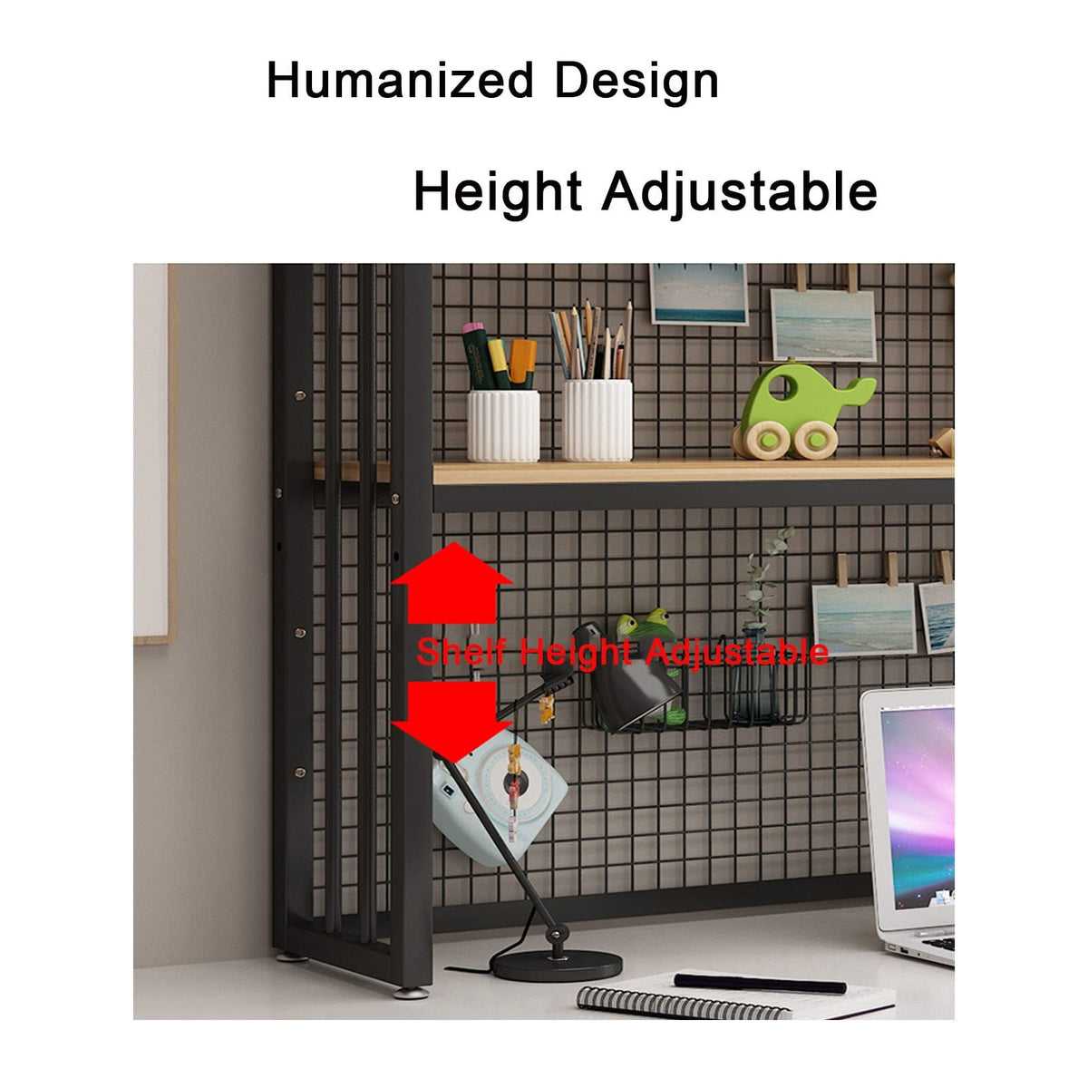 White 2 Tier Adjustable Metal Desktop Bookshelf A236