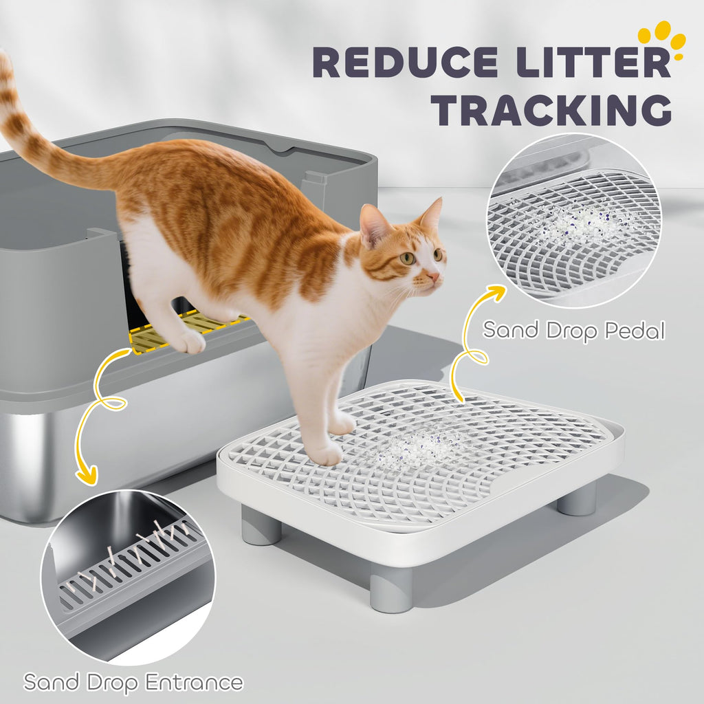 Stainless Steel Extra Large High Sided Litter Box with Scoop A899