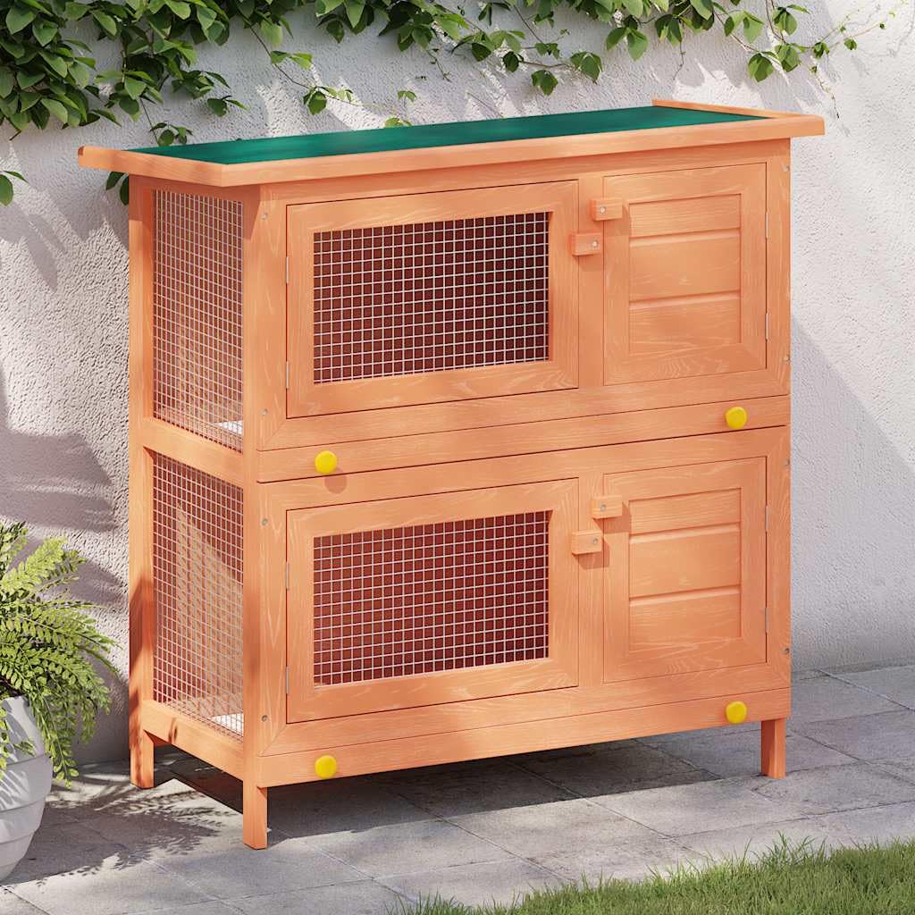 Outdoor Wooden Rabbit Hutch 2-Tier 36 Inch M755173