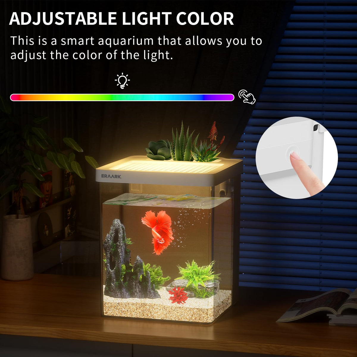 Smart Betta Fish Tank 1.5 Gallon Aquarium with Filter LED Light Q23579
