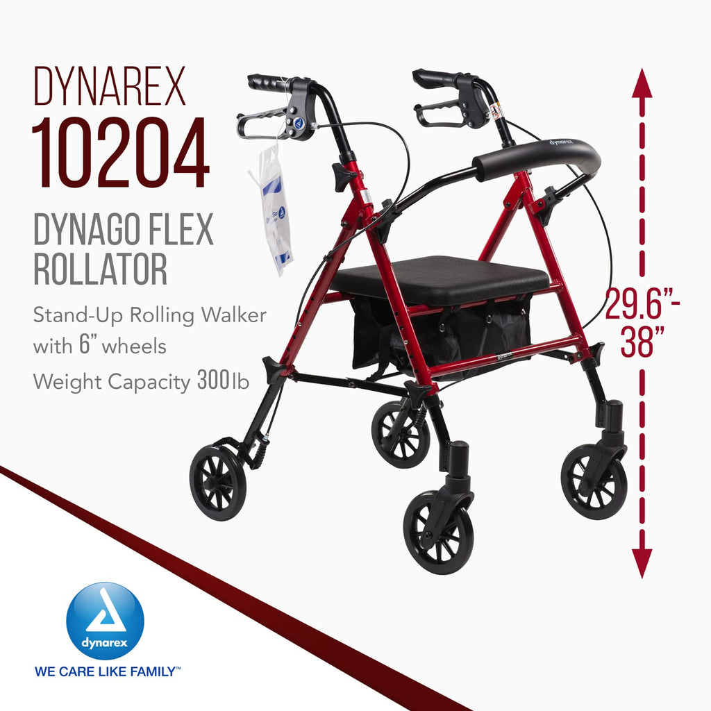 Foldable Aluminum Rollator with Adjustable Seat and Detachable Caster, Red P832099