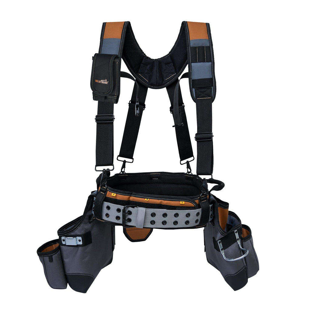 Khaki 28-Pocket Tool Belt and Suspenders K843