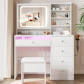 White Vanity Desk Set with Glass Desktop Y987426
