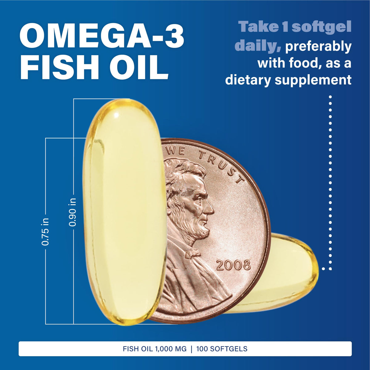 Omega-3 Fish Oil Supplement 1000mg 100 Softgels R268190