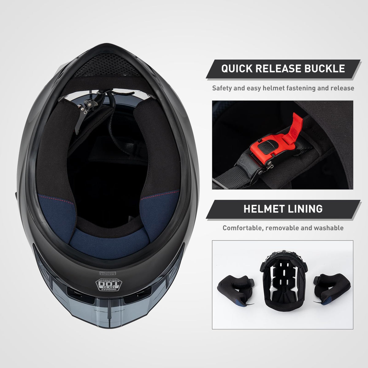 Full Face Motorcycle Helmets DOT Certified D9456