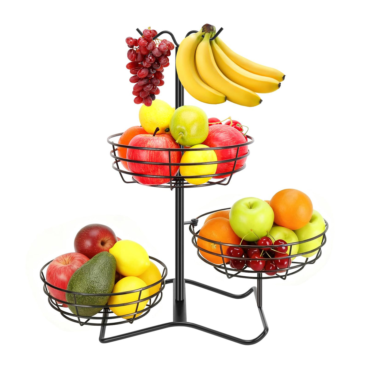 3 Tier Fruit Basket Bowl with 2 Banana Hooks M24720