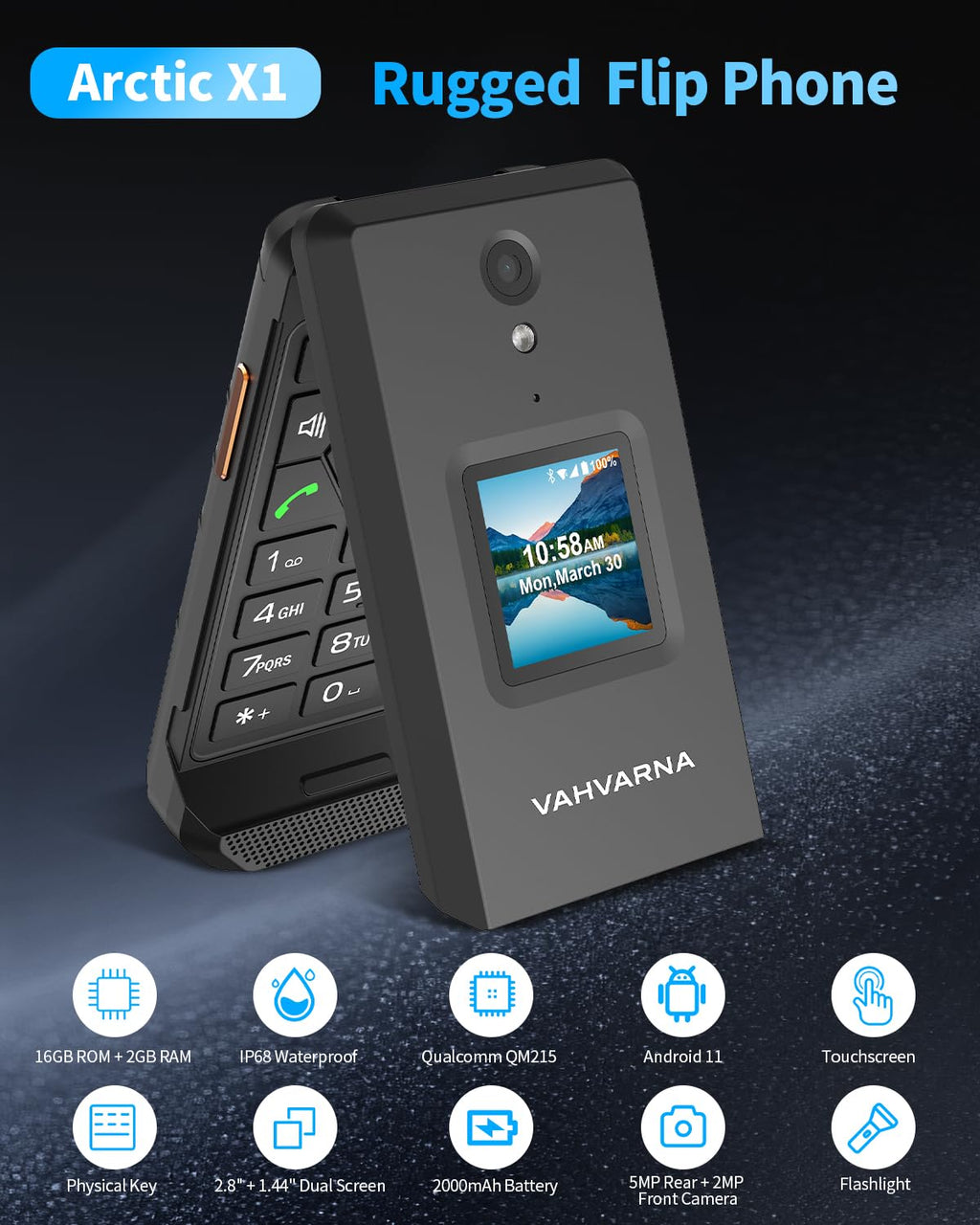 Unlocked 4G LTE Rugged Flip Phone H66886