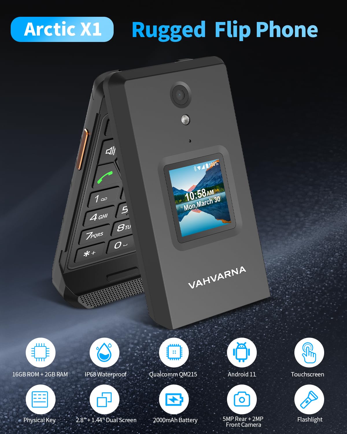 Unlocked 4G LTE Rugged Flip Phone H66886