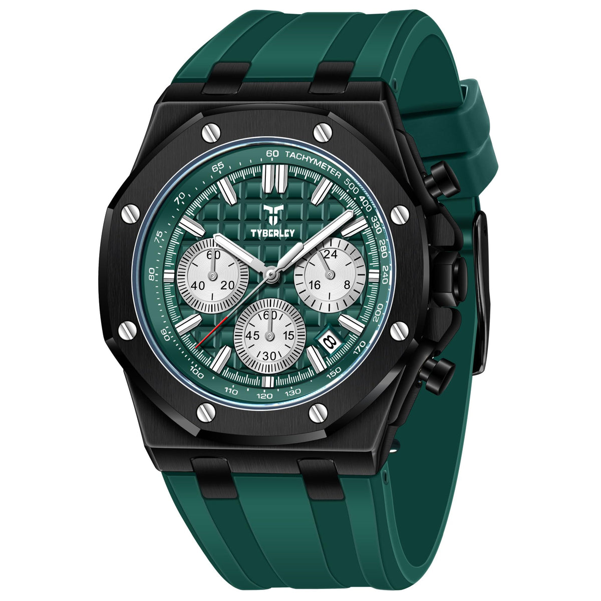 Men's Quartz Chronograph Watch 41MM Waterproof Rubber Strap Luminous G720307