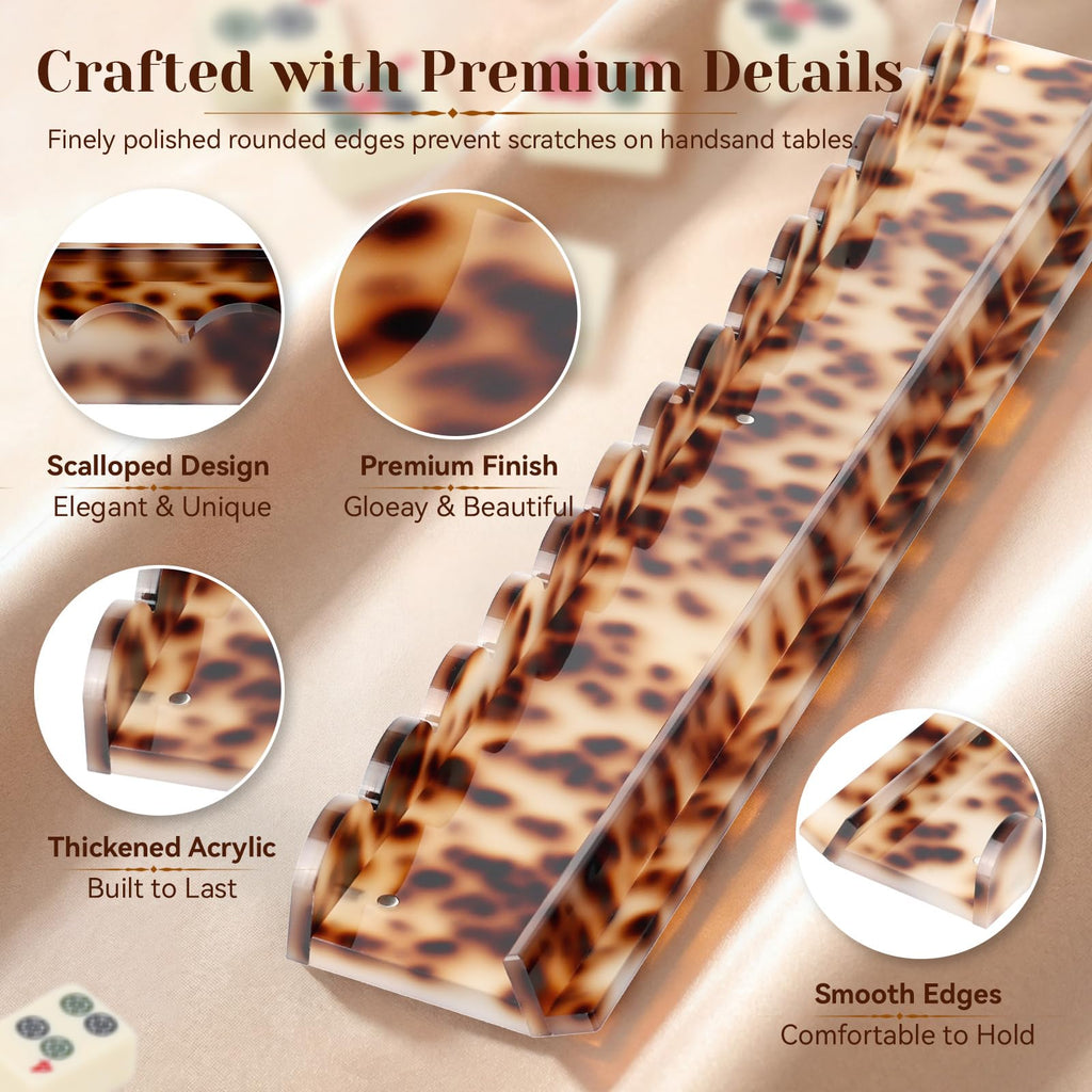 Set of 4 20 Inch Amber Tortoise Acrylic Mahjong Racks with Pushers S6997