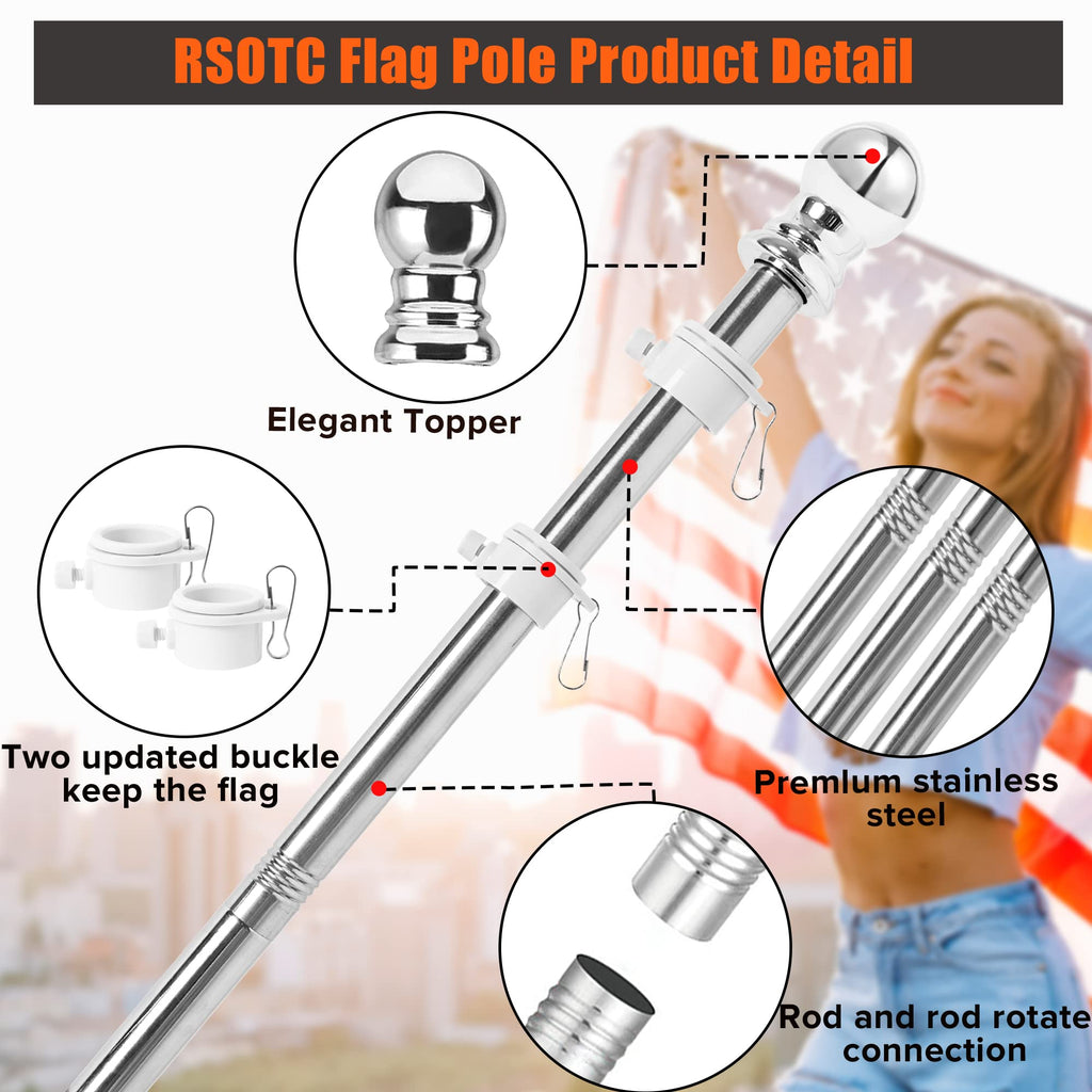 6FT Stainless Steel Flag Pole Kit S20848
