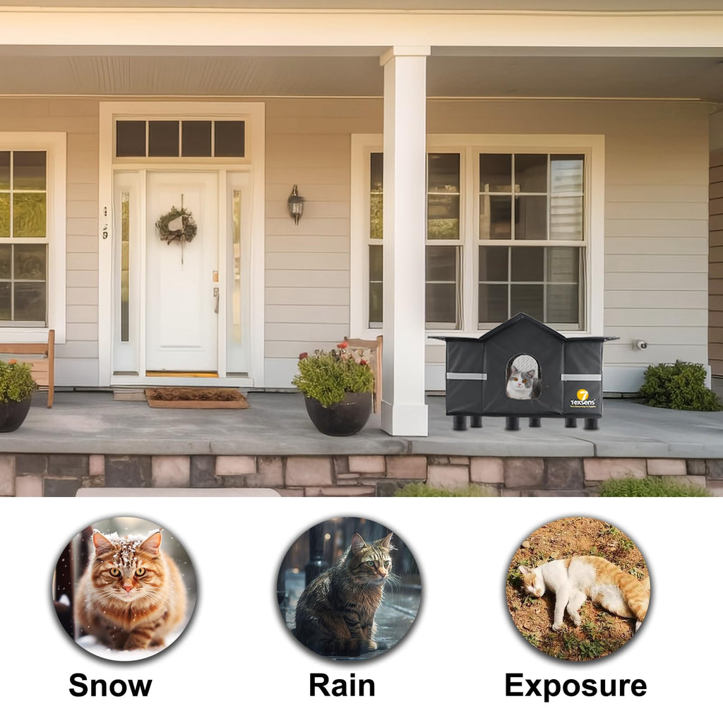 Weatherproof Large Insulated Outdoor Cat House with Roof Window R84735