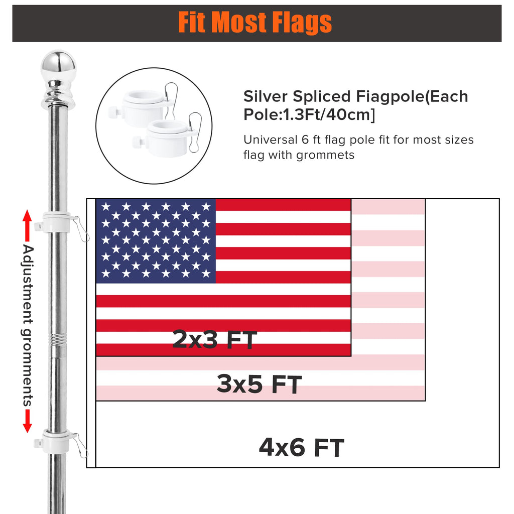 6FT Stainless Steel Flag Pole Kit S20848