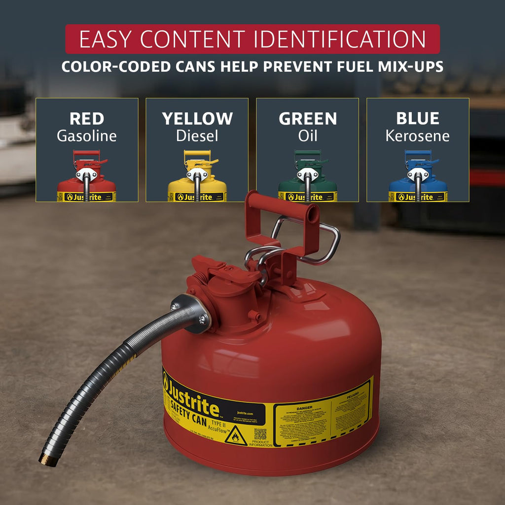 Red Galvanized Steel Gasoline Safety Can Q384192