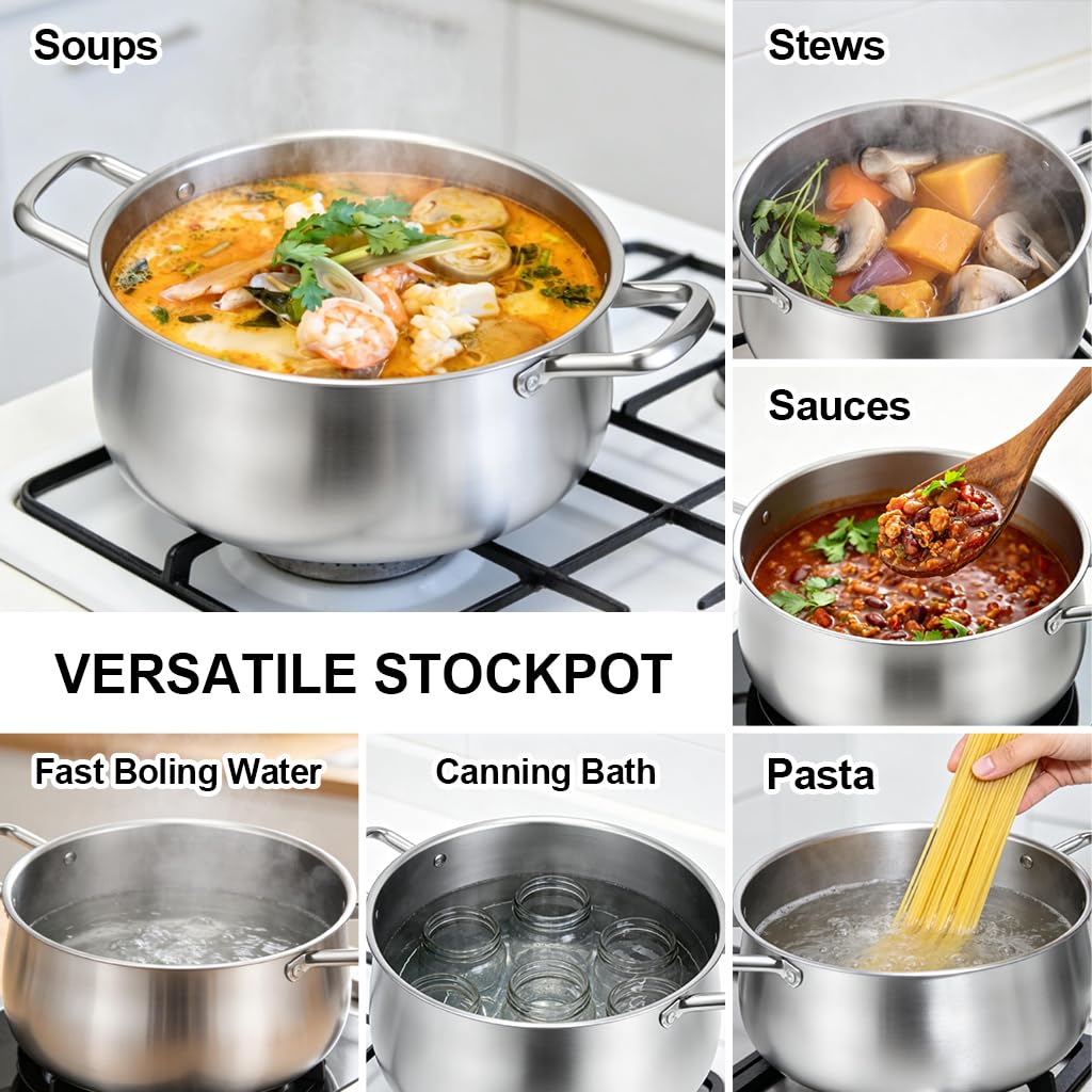 8QT Tri-Ply Stainless Steel Stock Pot with Lid L128629