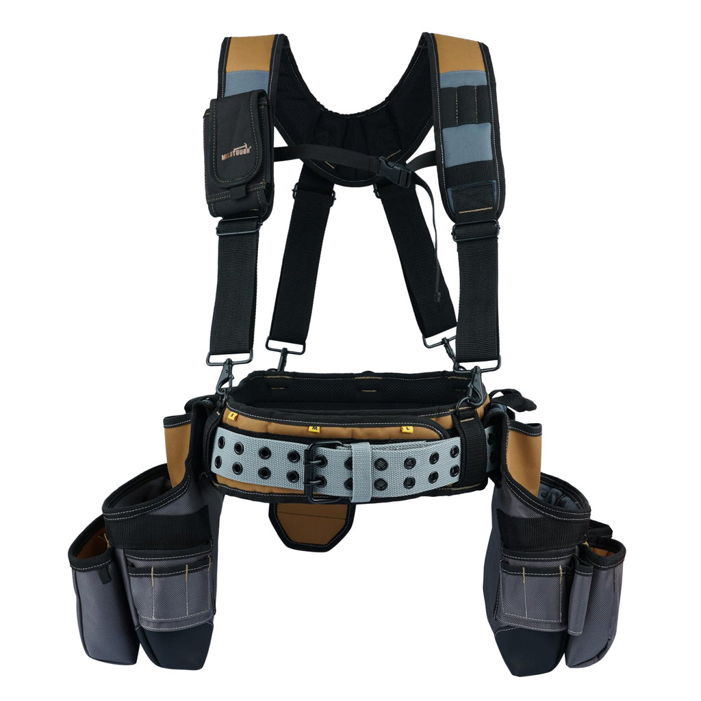 Khaki 28-Pocket Tool Belt and Suspenders K843