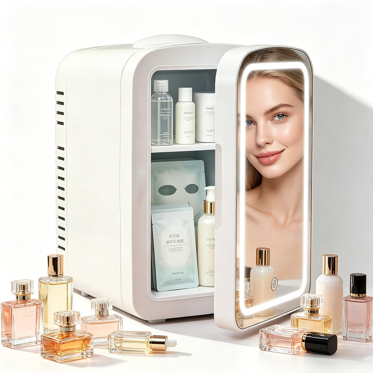 4L Mini Skincare Refrigerator with Dimmable LED Mirror E796640