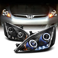Black Bezel Dual Ring DRL LED Projector Headlights Pair S10959