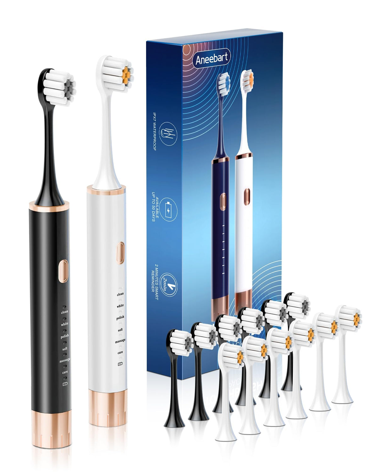 2 Pack Electric Toothbrush with 12 Replacement Heads M7886