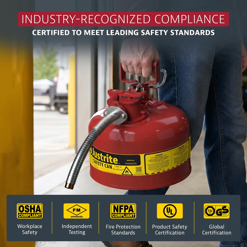 Red Galvanized Steel Gasoline Safety Can Q384192