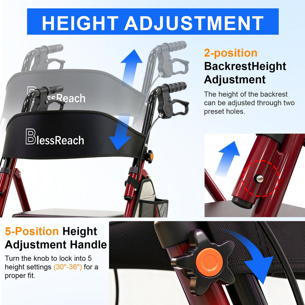 Lightweight Foldable Rollator Walker with Seat N139740