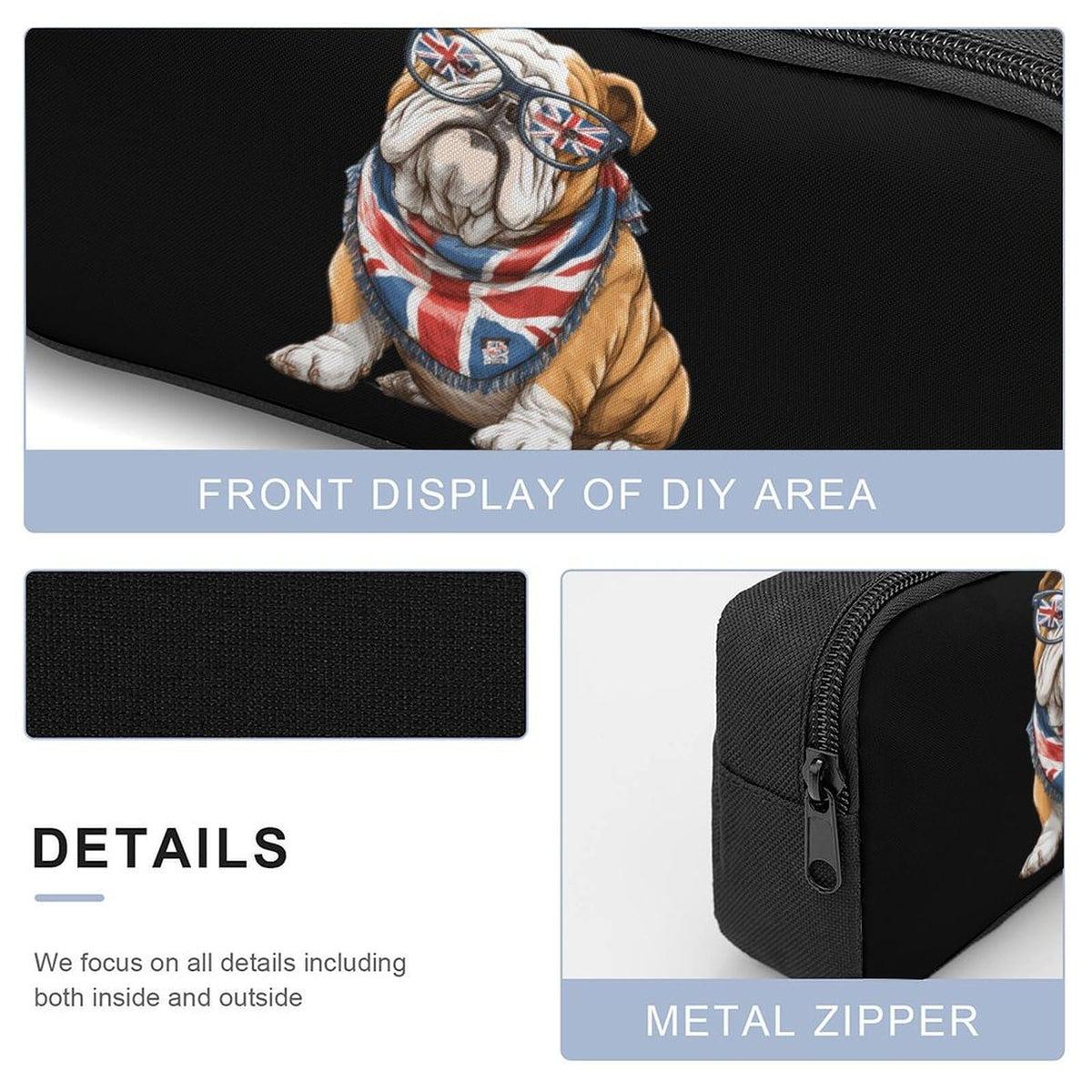 English Bulldog UK Flag Backpack with Lunch Box Pencil Case Q12329