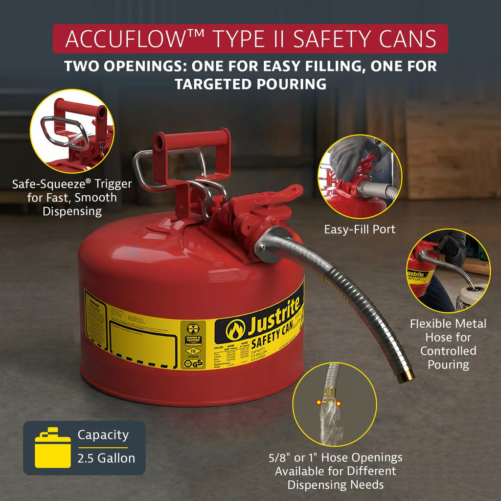 Red Galvanized Steel Gasoline Safety Can Q384192