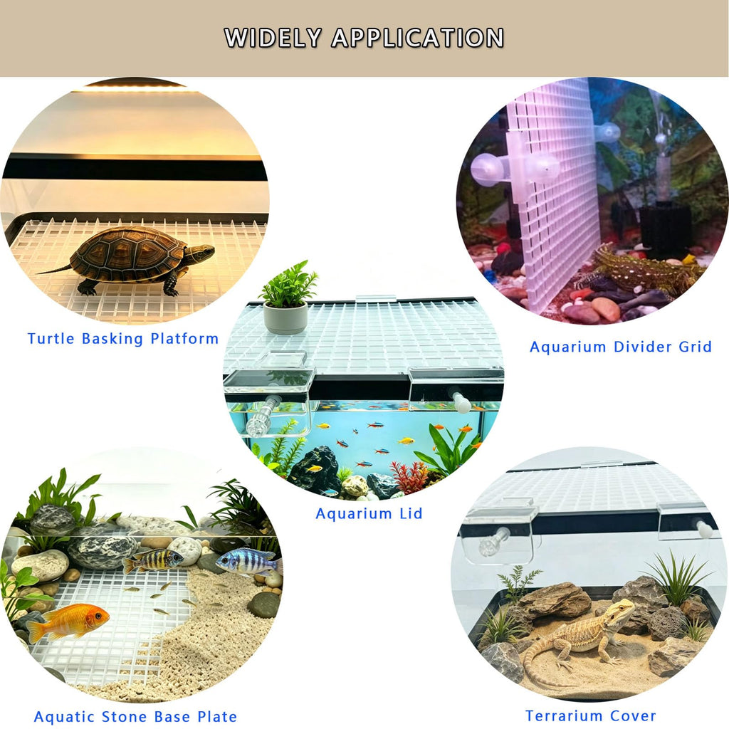 Aquarium Cover Kit 6 Customizable Plastic Grid Lid with Clips Q850783