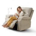 Beige Velvet Swivel Rocker Recliner Chair B8767
