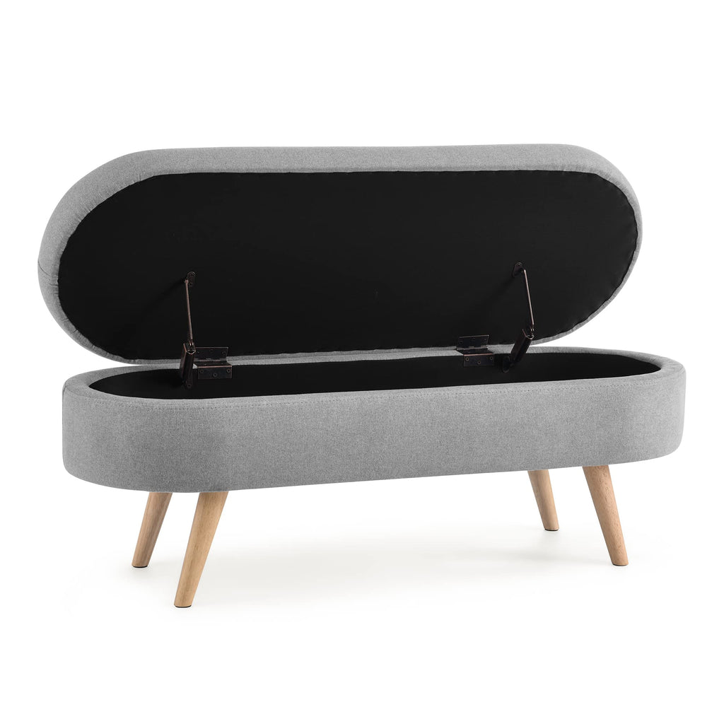 Oval Storage Bench with Rubber Wood Legs N3746