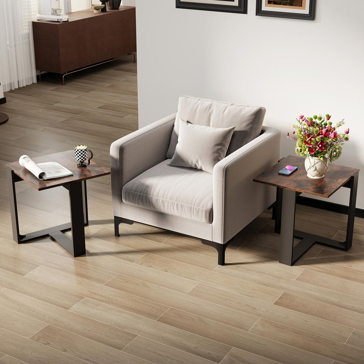 Set of 2 Square Wood Side Tables Z6750
