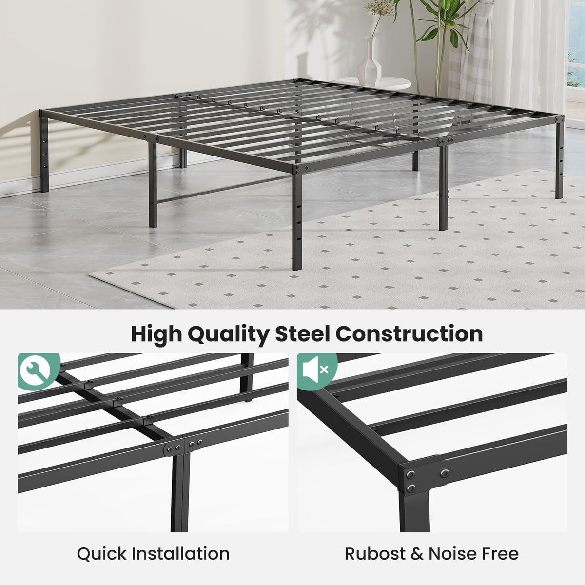 Queen 18 Inch Metal Platform Bed Frame Q80269