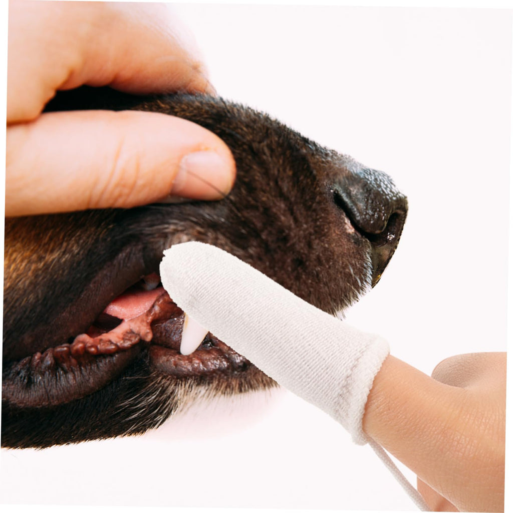 White Nylon Pet Finger Toothbrush 10pcs W388670