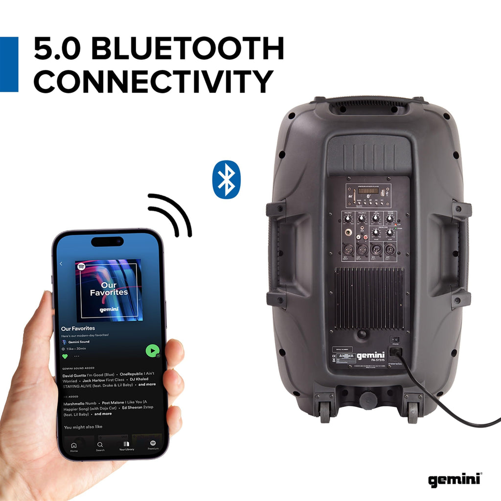 Portable Bluetooth PA Speaker System, 2000W, Black Y560857