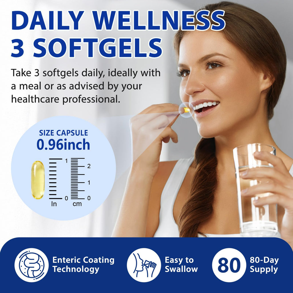 Omega 3 Fish Oil Supplement 240 Softgels Lemon Flavor K236