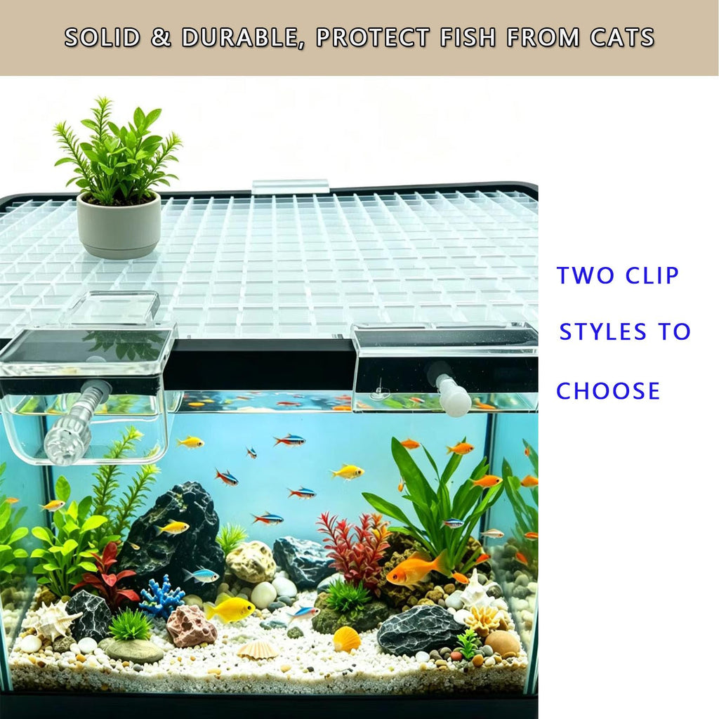 Aquarium Cover Kit 6 Customizable Plastic Grid Lid with Clips Q850783