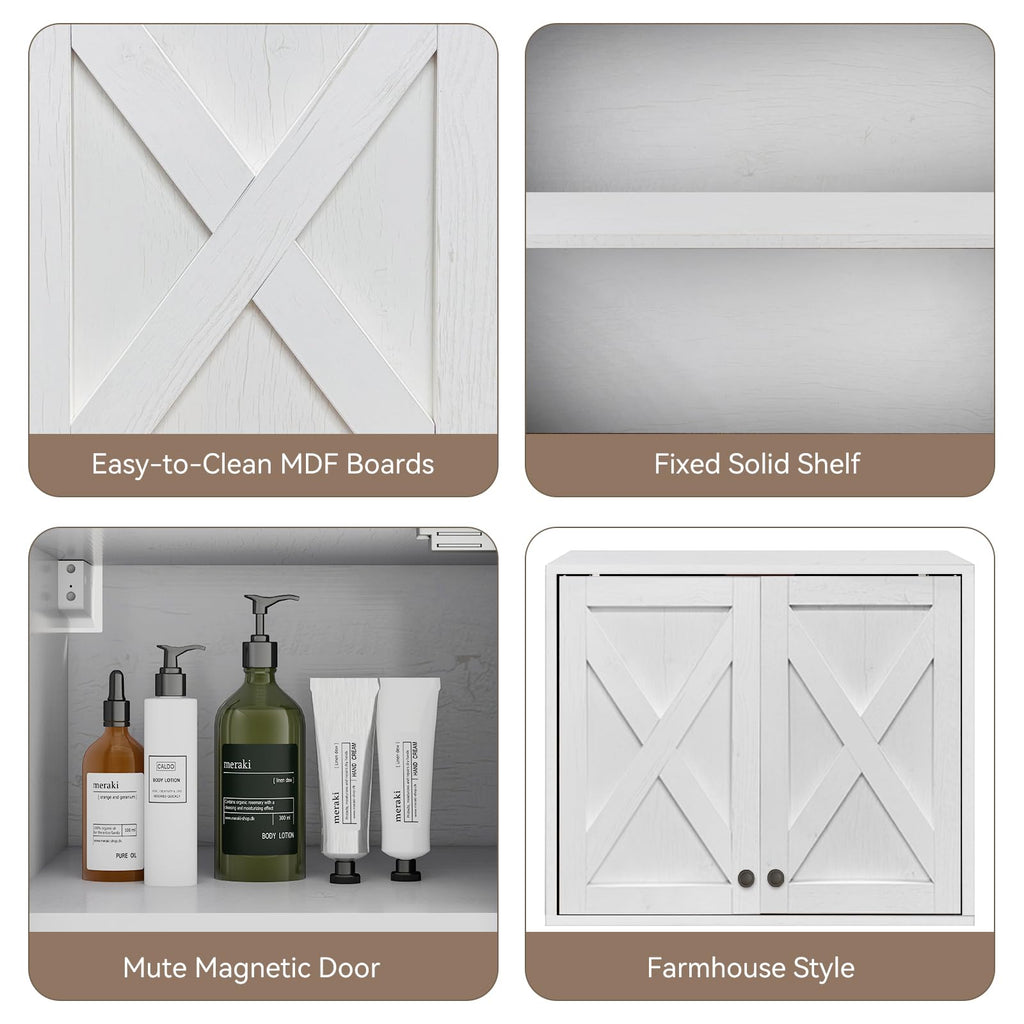 White Wall Mounted Laundry Room Cabinets W101