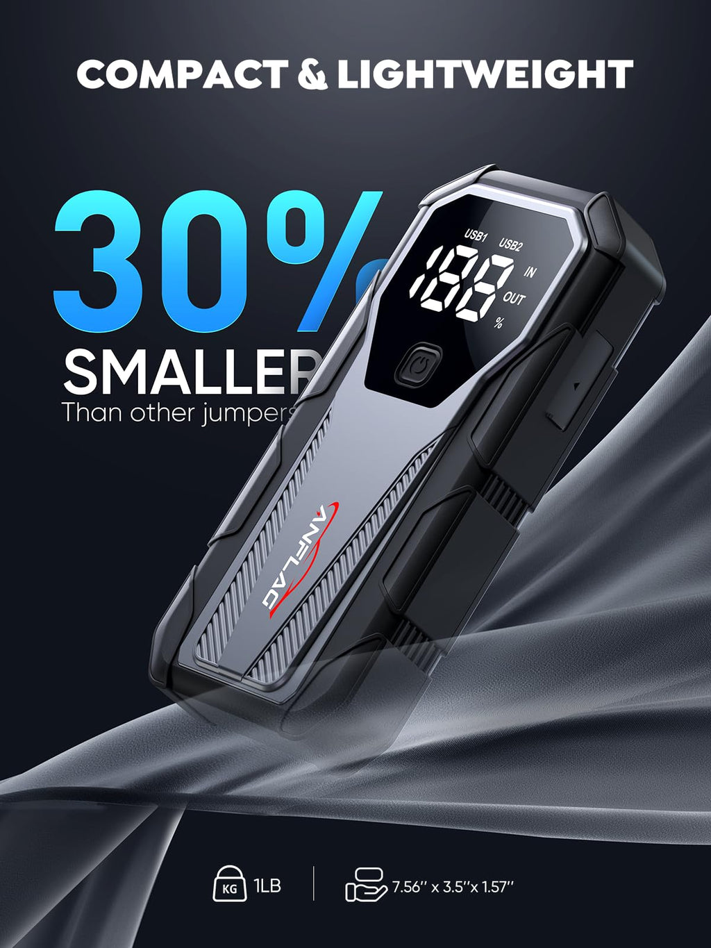 6000A 12V Portable Jump Starter with LED Display W59304