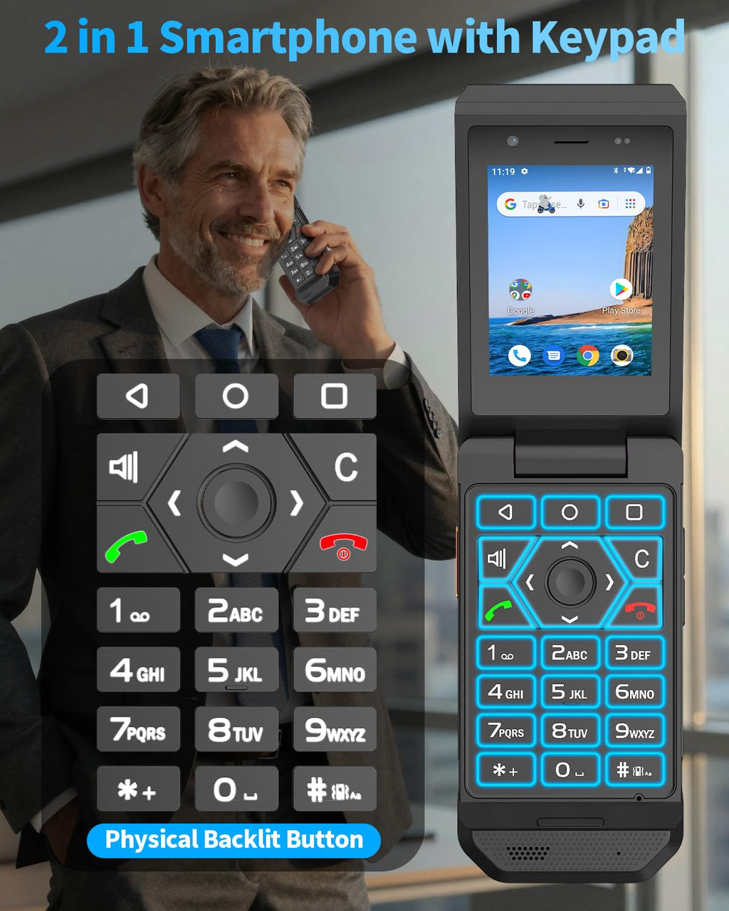 Unlocked 4G LTE Rugged Flip Phone H66886
