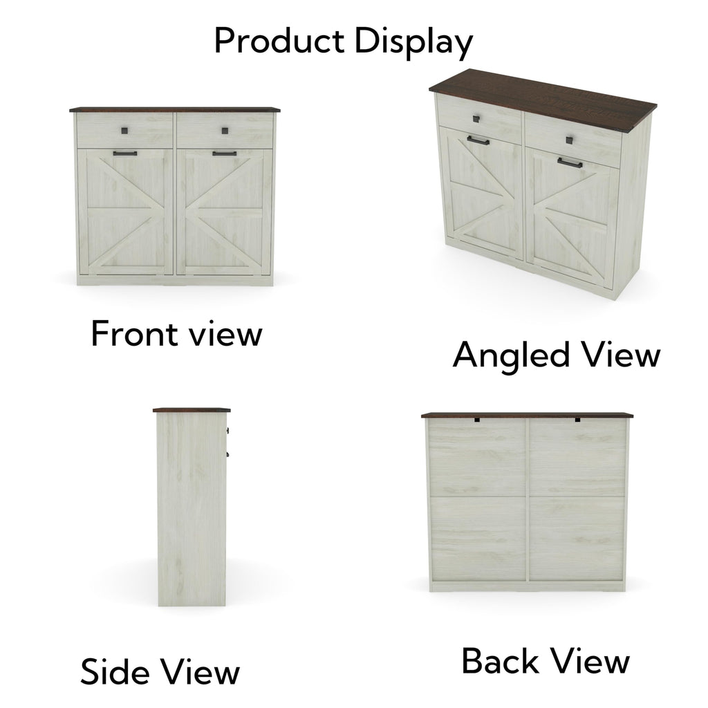 White Double 10 Gallon Tilt Out Trash Can Cabinet I52239