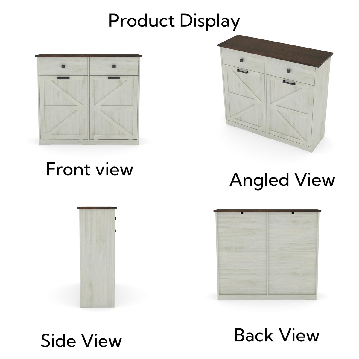 White Double 10 Gallon Tilt Out Trash Can Cabinet I52239