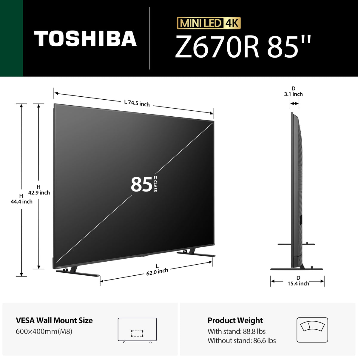 85" Mini-LED 4K UHD Smart Fire TV O373604