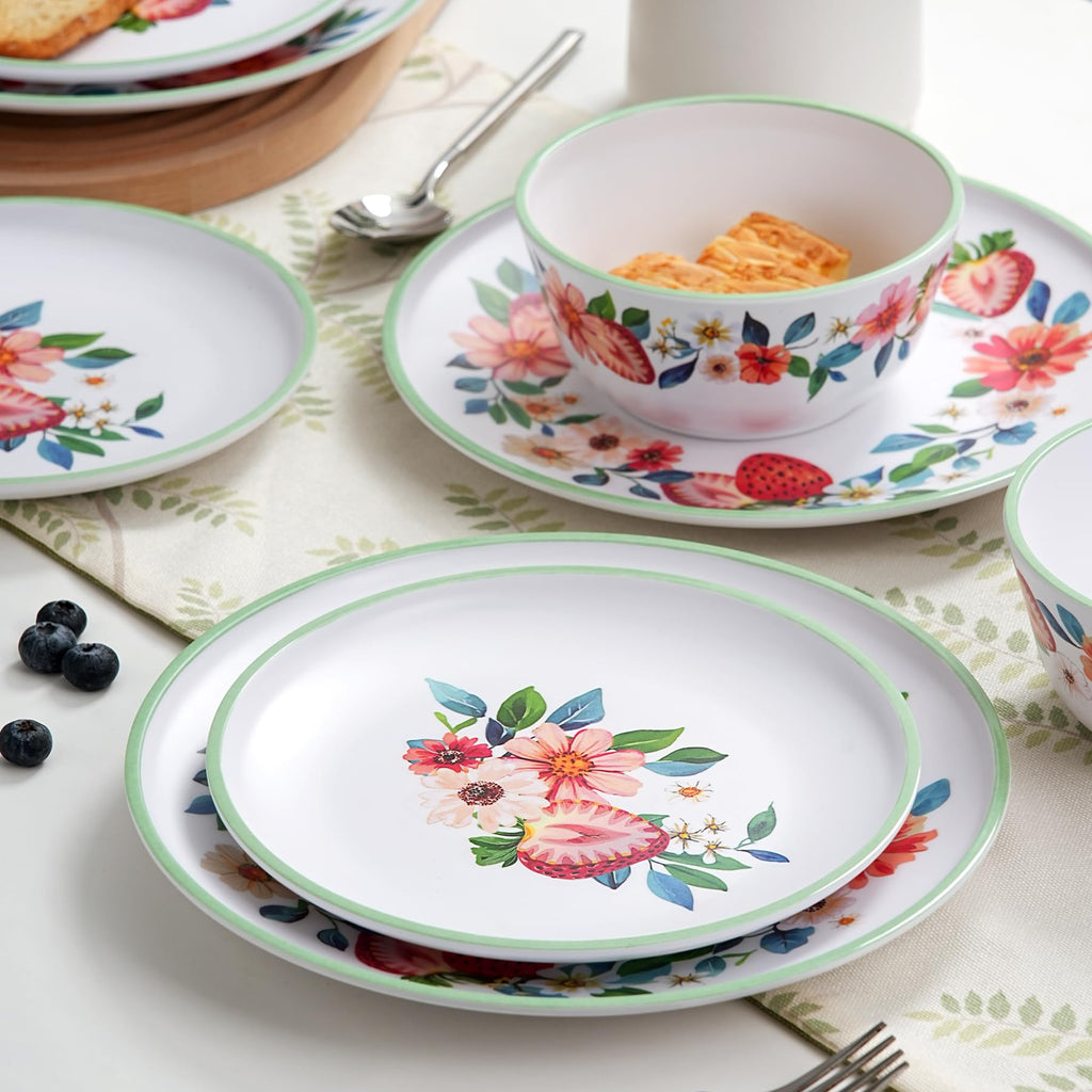 12-Piece Strawberry Melamine Dinnerware Set Z68864