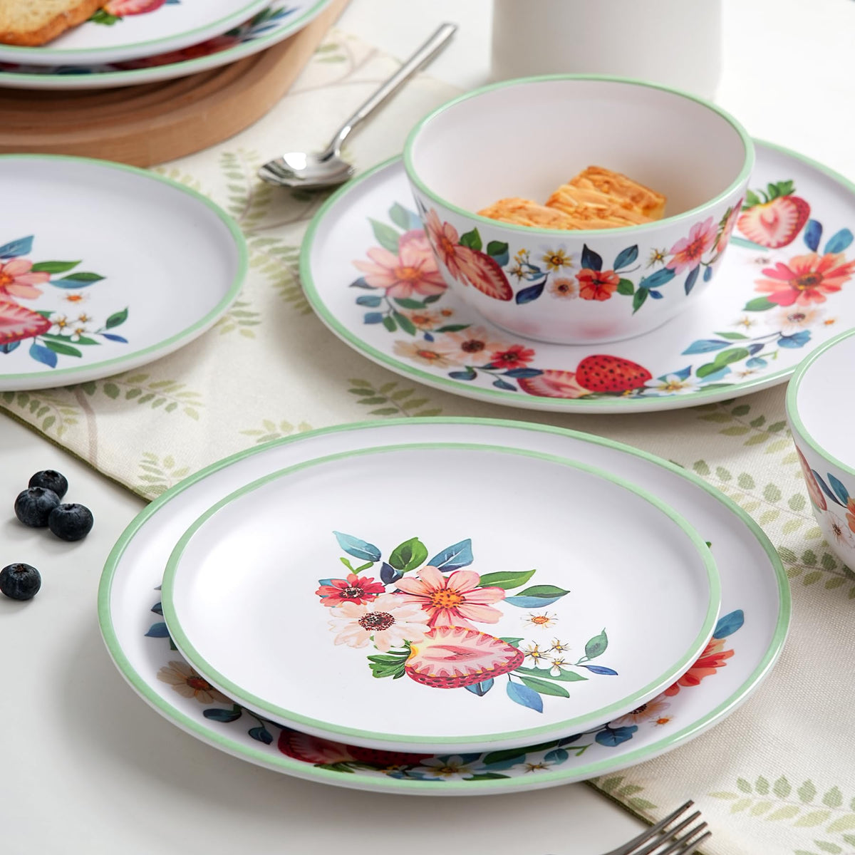 12-Piece Strawberry Melamine Dinnerware Set Z68864