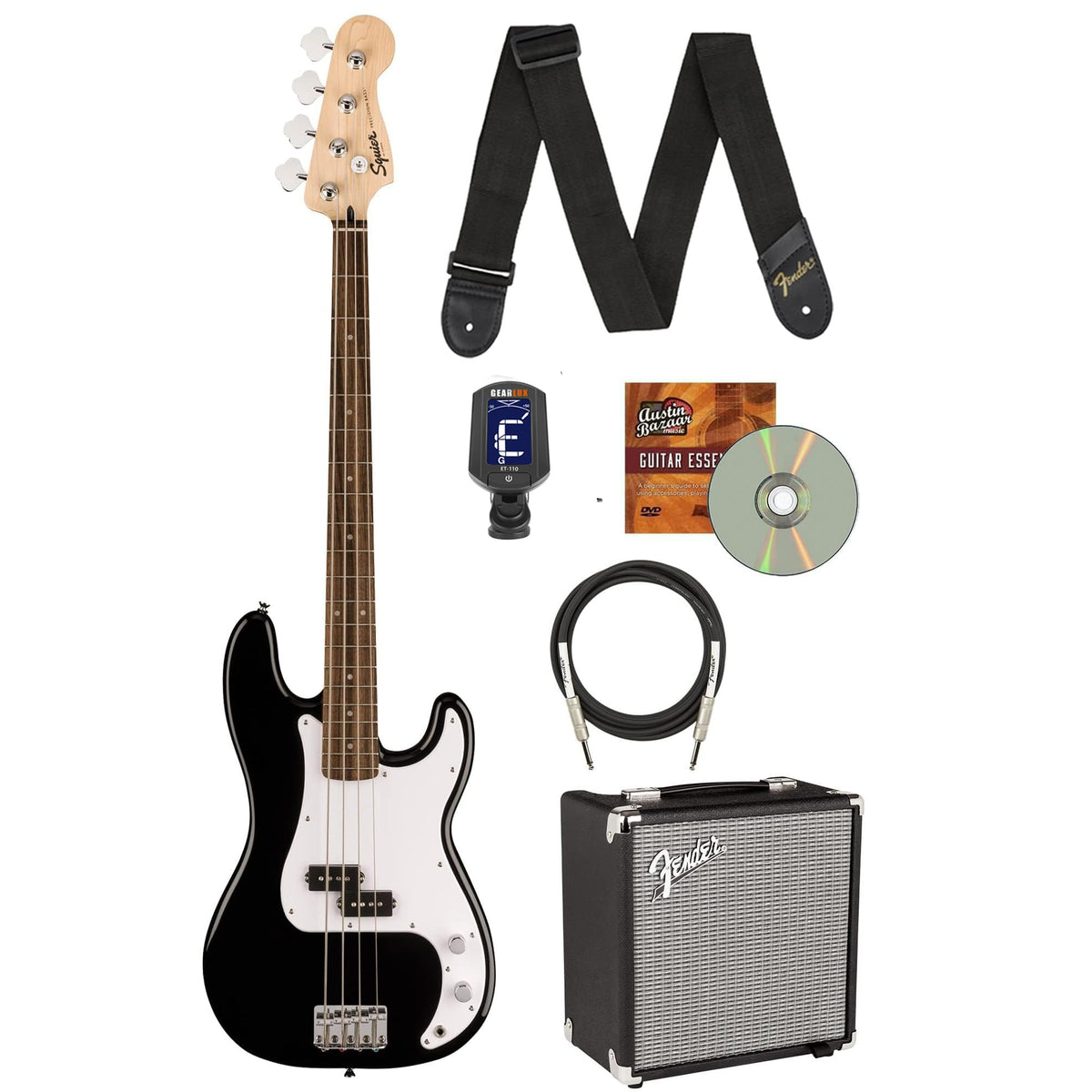 Black Precision Bass Guitar with Amplifier and Cable T383245