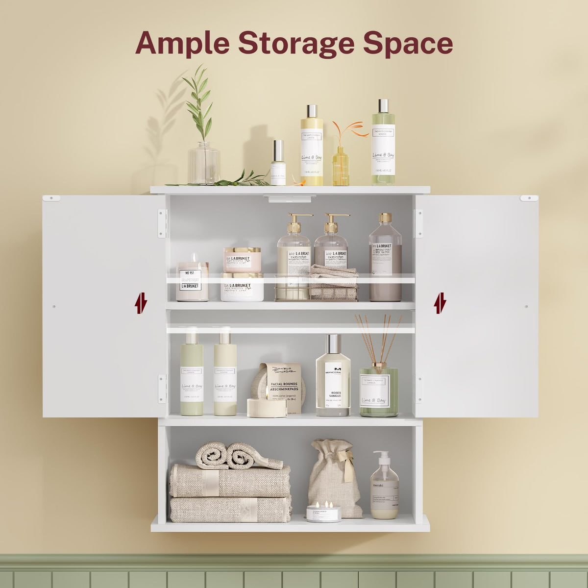 White Over The Toilet Bathroom Wall Cabinet with Adjustable Shelf I251372