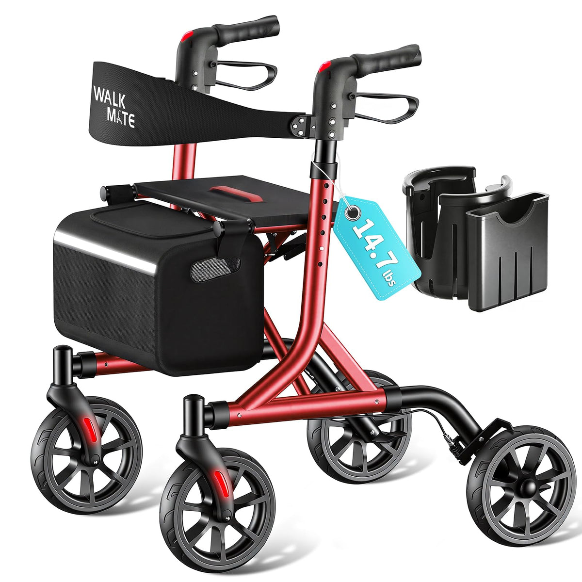 Lightweight Foldable Rollator Walker with Seat V9482
