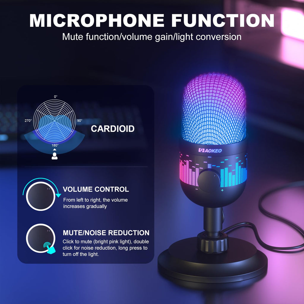 USB Condenser Gaming Microphone with RGB Lighting G231506